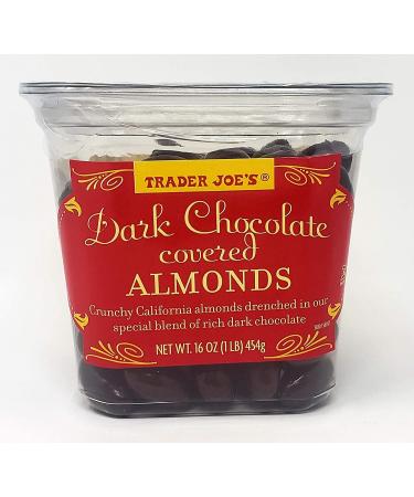 Trader Joe's Dark Chocolate Covered Almonds - 3 Pack, 16 oz Tub - 48 oz Total - Buy Online on SooperMarket.com