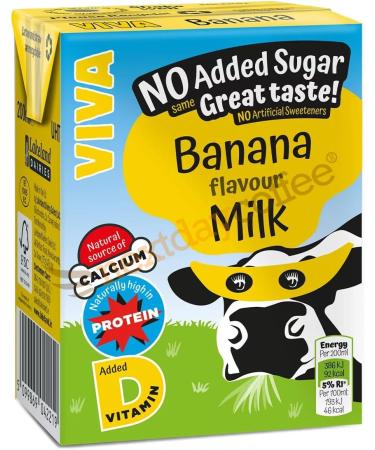 Viva Flavoured Milk 200ml x 16 - No Added Sugar - 4 x Strawberry 4 x Chocolate 4 x Banana 4 x Vanilla Ice Cream - Natural Source of Calcium and Protein - Buy Online on SooperMarket.com