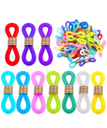 BronaGrand 50pcs Eyeglasses Chain Ends Adjustable Silicone Spring Connector Holder Spectacle Anti-Slip Ends Retainer Eyeglass Strap Holder Loop for Glasses Necklace Chain  Mixed Colors Random Color(short Spring)