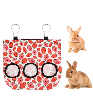 Rabbit Hay Feeder Hanging Hay Feeding Bag Rabbit Hay Feeder Bag Foldable Hay Storage Bag for Rabbit Guinea Pig Hamster Chinchilla (L)