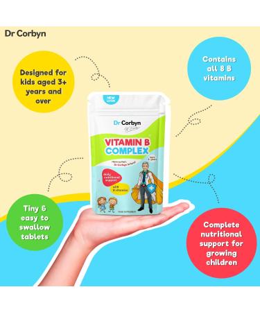 Dr Corbyn Kids' Vitamin B Complex - 120 Tablets | Complete B Vitamin Formula for Immunity, Growth & Development | Kid-Friendly & Fuss-Free | 120 Count Pack - Buy Online on SooperMarket.com