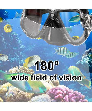 PIYAZI Adult Snorkel Set - Panoramic Wide View Mask, Anti-Fog Glass, Full Dry Top Snorkel - Perfect for Scuba Diving and Swimming - Includes Travel Bag and Ear Plug - Black - Buy Online on SooperMarket.com