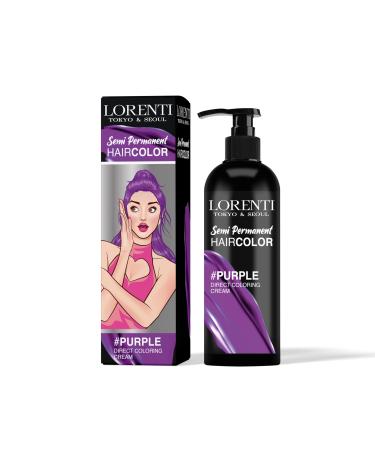 Lorenti Semi Permanent Direct Coloring Cream | Long Lasting Hair Colour Result | Purple 250ml