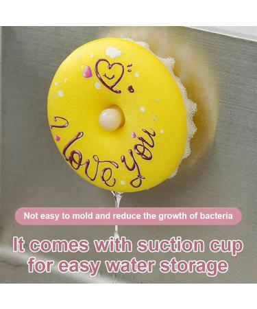 2/3/4PcsDish Sponge with Suction Cup Quick Drainage Cleaning Sponge Donut Sponge with Suction Cup Non-Scratch Quick Drainage Sponge C - Buy Online on SooperMarket.com