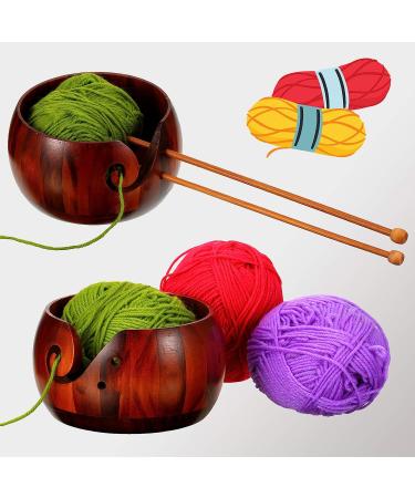 Willbond Wooden Yarn Bowl - Handmade 6x3 inch Knitting & Crochet Holder with Holes for DIY Accessories - Buy Online on SooperMarket.com
