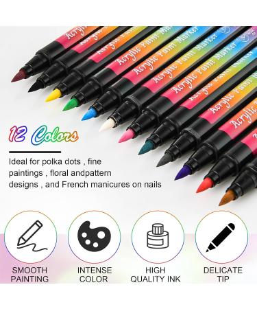 Buy Amaxiu 12 Colors Nail Art Pens Set - Waterproof Quick Dry Acrylic Painting Pens for Professional Nail Design - Buy Online on SooperMarket.com
