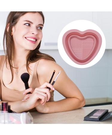 Veeteah Silicone Makeup Brush Cleaner Bowl - Heart Shape Silicone Make up Brush Cleaner - Portable Washing Tool for Brushes Sponges Brush Cleaning Pad pink - Buy Online on SooperMarket.com