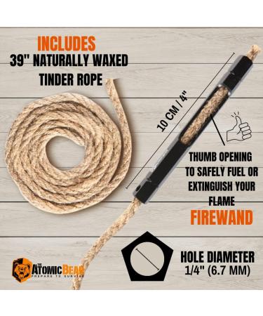 Fire Starter Survival Tool - Parrafin Wax Infused Hemp Rope - Bushcraft Essential for Flint and Steel - 39 Long Wick Tinder Cord - Buy Online on SooperMarket.com