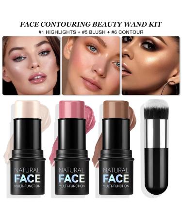 3-Piece Cream Contour Pencil Set - Waterproof Highlighter & Blush Sticks for Long-Lasting Light Finish | International Shipping - Buy Online on SooperMarket.com