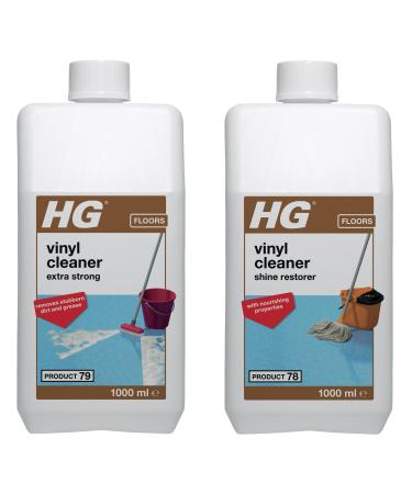 HG Vinyl Cleaner Extra Strong 79 Removes Stubborn Dirt & Grease from all types of Artificial Flooring 1 Litre (150100106) & Vinyl Floor Cleaner & Shine Restorer 78 1 Litre