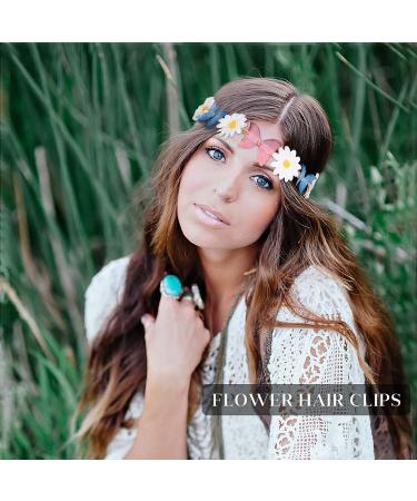 AWAYTR Sunflower Headband Hippie Flower Crown for Women - Set of 8 | Adjustable Daisy Hair Wreath for Girls - Mixed Color Sunflower Hair Accessories - Buy Online on SooperMarket.com