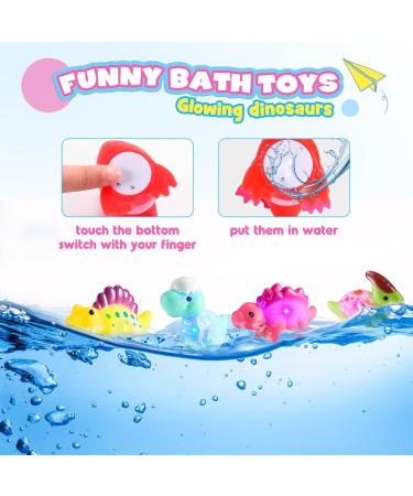 EUCOCO Dinosaur Bath Toys for 1-5 Year Old Boys and Girls - Light Up Toddler Bath Toys - Perfect Birthday Gifts for Kids - Colorful and Fun - Buy Online on SooperMarket.com