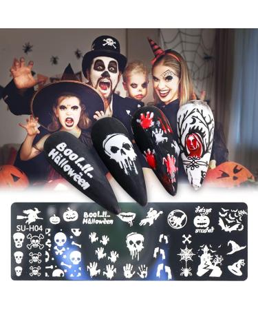 6Pcs Halloween Nail Stamp Plates Set with Various Patterns Spider Webs Pumpkins Bats Skulls DIY Print Manicure Salon Design Perfect Halloween Nail Decoration for Professional DIY Salon - Buy Online on SooperMarket.com