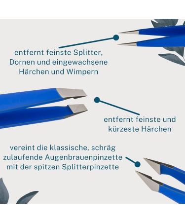 REMOS 3-Piece Tweezers Set - Eyebrow Splinter & Combination Tweezers in Dark Blue - Perfect for Precision Grooming - Buy Online on SooperMarket.com