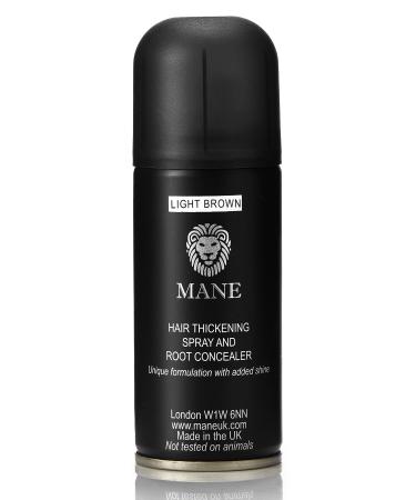 MANE Hair Thickening Fiber Spray (100ml Light Brown) 3.38 Fl Oz (Pack of 1) Light Brown