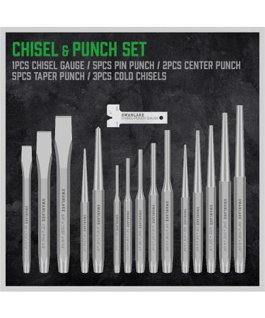SWANLAKE 16pcs Punch and Chisel Set: Taper, Cold Chisels, Pin, Center Punch - Buy Online on SooperMarket.com