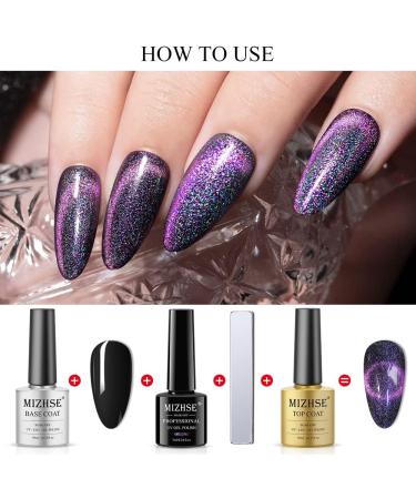 MIZHSE 2-IN-1 Holographic 9D Cat Eye Gel Nail Polish Holo Cat Eye Gel Polish Laser Nail Polish Gel Galaxy Chameleon Magnetic Gel Soak Off UV Gel with Magnet Stick and Black Gel Nail Art - Buy Online on SooperMarket.com