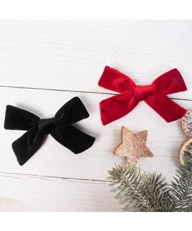 4Pcs Velvet Bow Hair Clips for Girls & Women - Christmas Hair Accessories (Red Black) - Buy Online on SooperMarket.com