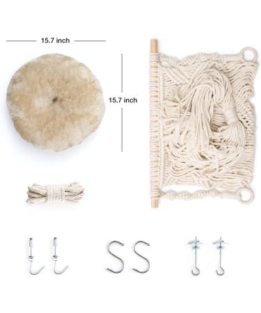 Macrame Cat Hammock Bed with Cushion - Boho Cat Hanging Bed for Wall, Ceiling, Window - Includes Hanging Kit - Cute Cat Furniture and Decor - Buy Online on SooperMarket.com