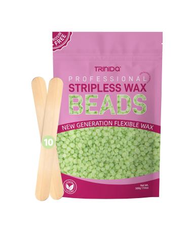 TRINIDa Wax Beads Professional Hard Wax Beads 500g with 10 Applicators For Full Body Facial and Legs Painless Gentle Hair Removal Wax Beads for Women and Men (Aloe Vera) Aloe Vera 500g