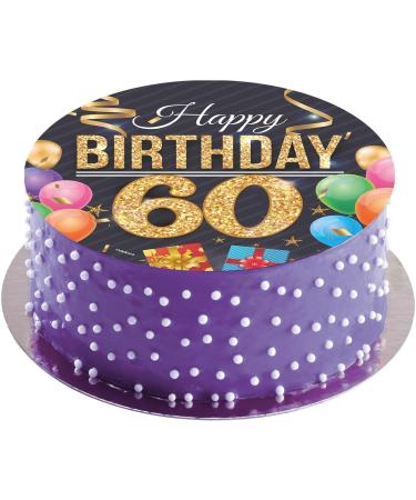 Dekora Happy 60 Birthday Wafer Disc for Cake Edible Cake Topper for Birthday Cake Round 20 CM - Buy Online on SooperMarket.com