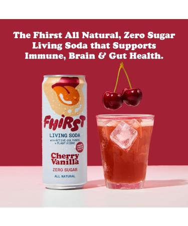 FHIRST Living Soda - Cherry Vanilla | Probiotic/Prebiotic Soda for Gut Health | Natural Zero Sugar or Sweetener | Drink for Gut Health | 12 x 330ml pack - Buy Online on SooperMarket.com