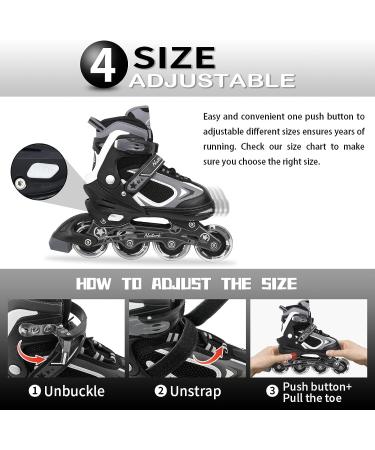 MonSports Adjustable Inline Skates for Kids - Red/Black/Blue - Light-up Wheels - Size L (US 5-8) - Buy Online on SooperMarket.com