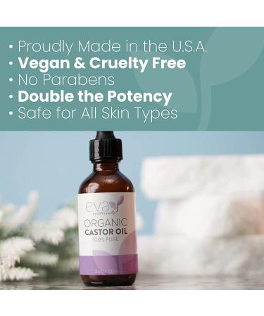 Eva Naturals Organic Castor Oil (60ml) - Promotes Hair, Eyebrow, and Eyelash Growth | Diminishes Wrinkles | Hydrates Skin | 100% Pure Cold Pressed - 2 Fl Oz - Buy Online on SooperMarket.com