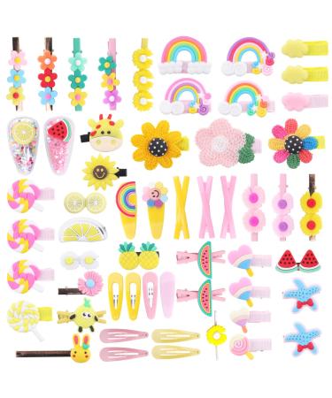 56 piece of hair clips girl colorful hair jewelry children rainbow sweets fruits flowers hair clips sweet hair clips small for girls teen toddlers colons colorful 56pcs
