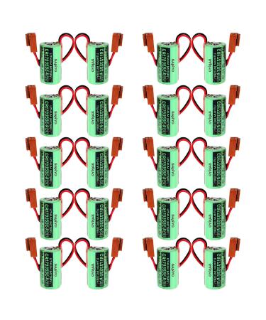 20 Pcs 3V 1800mAh PLC Replacement Battery with Plug for SANYO CR17335SE-R