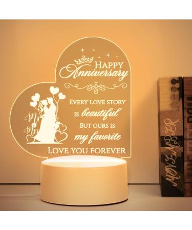 Wedding Gifts-LED Heart-Shaped Night Light Golden Wedding Gifts Wedding Gifts for Couple Wedding Gifts for Bride and Groom Personalised Wedding Gifts-Acrylic Night Light. For Newlyweds