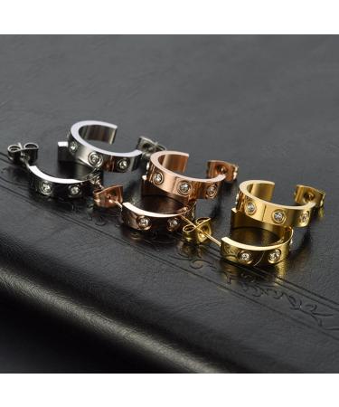 3 pairs C-shaped titanium steel earrings Earacupressure Magnetherapy Detoxi Earrings Acupressure Slimming Earrings - Buy Online on SooperMarket.com