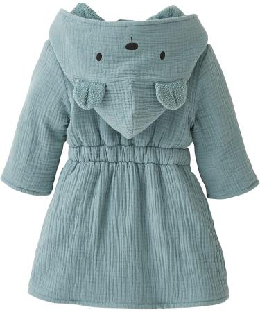Vertbaudet ko-Tex Baby Bathrobe - Organic Cotton Gauze 98 Green | International Shipping - Buy Online on SooperMarket.com
