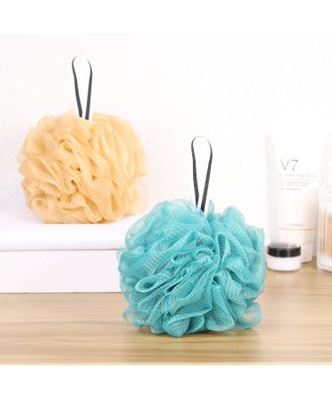 6 Pcs Bath Loofah Shower Sponge Pouf Body Scrubber Exfoliator - White Blue Gold - Buy Online on SooperMarket.com