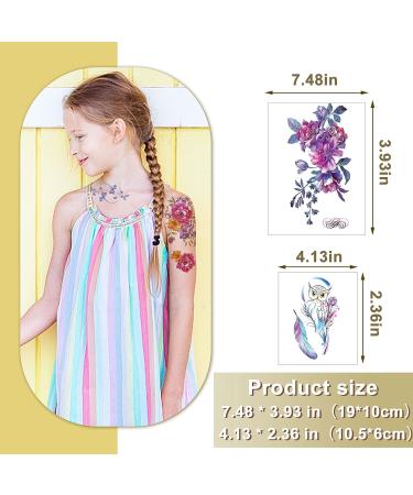Floral Temporary Tattoos for Women and Kids Waterproof Fake Tattoos for Adults Butterfly, Lion, Deer Designs Realistic Body Art Stickers (50 Sheets) - Buy Online on SooperMarket.com
