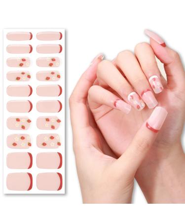 Nail Stickers for Nail Art - Soft Self-Adhesive Gel Nail Wraps (Strawberry)