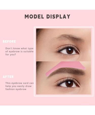 Silicone Eyebrow Stencils - 6 in 1 Reusable Templates for Easy Brow Stamp & Eye Makeup - Perfect for Beginners - Pink - Buy Online on SooperMarket.com