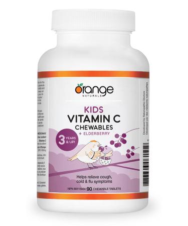 Orange Naturals - Kids Vitamin C + Elderberry 90 Chewable Tablets - Helps to Maintain and Support Immune Function