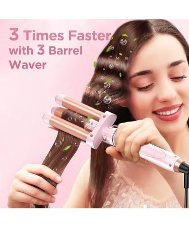 5-in-1 Wand Curling Iron Set - Ceramic Curling Wands & Hair Straightener - Fast Heat with Glove & Clip - Light Pink - International Shipping Available - Buy Online on SooperMarket.com
