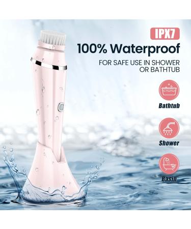 4 in 1 Facial Cleansing Brush - Electric Face Spin Brush with 4 Replacement Heads for Cleaning Exfoliating Massaging (Pink) - Buy Online on SooperMarket.com