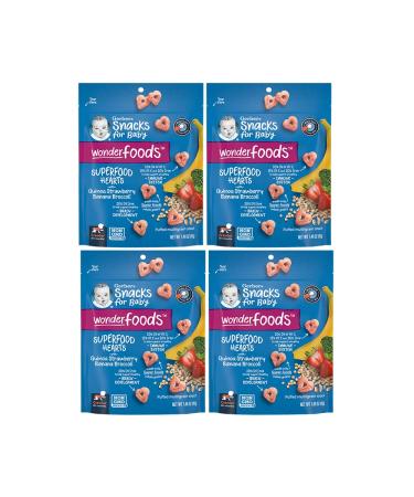 Gerber Baby Food Crawler Wonderfoods Superfood Hearts Quinoa Strawberry Banana & Broccoli 1.48 Ounce (Pack of 4)