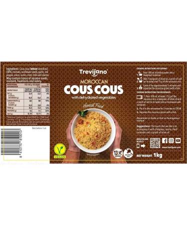 Trevijano Moroccan Couscous with Dehydrated Vegetable Flavour Spice cou Pack 1kg - Buy Online on SooperMarket.com