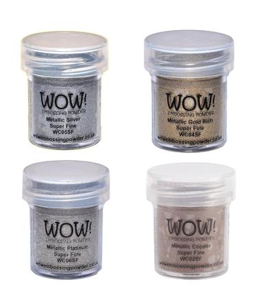 Wow! Embossing Powder Metallic Bundle: Gold  Silver  Platinum and Copper  15ml (1) (1  Brown)