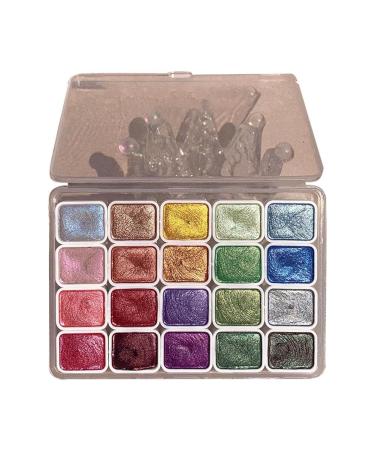 OCKULT 20 Colors Watercolor Painting Set DIY Clay Coloring Nail Art Dripping Glue Glitter Watercolour Solid Paint Box Portable Travel Water Color Paints Set Paint Kit for Artists and Painting Lovers B color one size