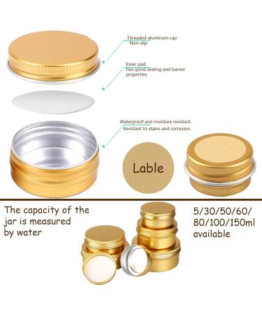 Buy 24-Pack 10ml Gold Empty Aluminum Jars with Screw Caps | Ideal for Cosmetics & DIY | Aluminum Cosmetic Cans with Stickers - Buy Online on SooperMarket.com
