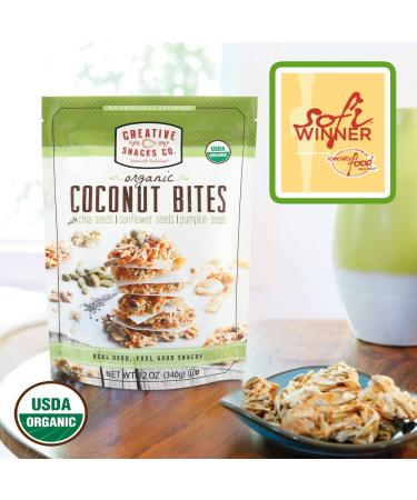 Organic Coconut Bites with Chia, Sunflower & Pumpkin Seeds - 2 Pack, 12oz Resealable Bags - Buy Online on SooperMarket.com