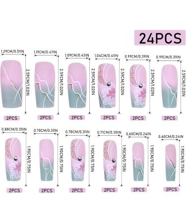 1 Set Acrylic Press On Nails Square Fake Nails with Glue Reusable Cute Press On Nails Gradient Flower Fake Nails with Designs Full Cover Medium Coffin Press On Nails for Women Girls Cute Press on NAI - Buy Online on SooperMarket.com