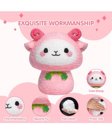 Mewaii 8'' Soft Pink Sheep Mushroom Pillow - Cuddly White Cow Plush Toy for Kids - Buy Online on SooperMarket.com