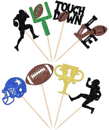 Rsstarxi 24 Pack Rugby Ball Cupcake Toppers Black Football Cupcake Toppers Football Players Sport Cupcake Picks Super Rugby Touch Down Sports Theme Baby Shower Birthday Party Cake Decorations Design 2 - Buy Online on SooperMarket.com