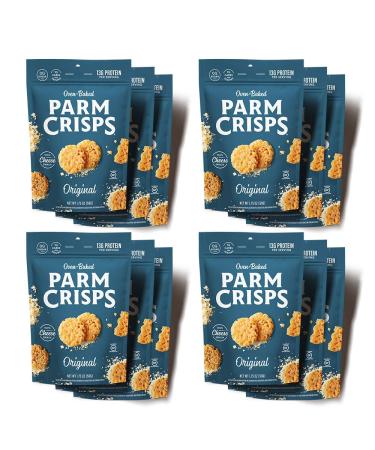 ParmCrisps - Original Cheese Parm Crisps, Made Simply with 100% REAL Parmesan Cheese |Healthy Keto Snacks, Low Carb, High Protein, Gluten Free, Oven Baked, Keto-Friendly| 1.75 Oz (Pack of 12)